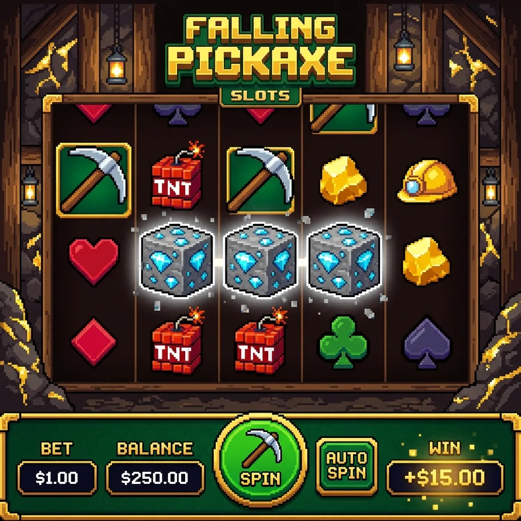 Каскадные символы в слоте Falling Pickaxe